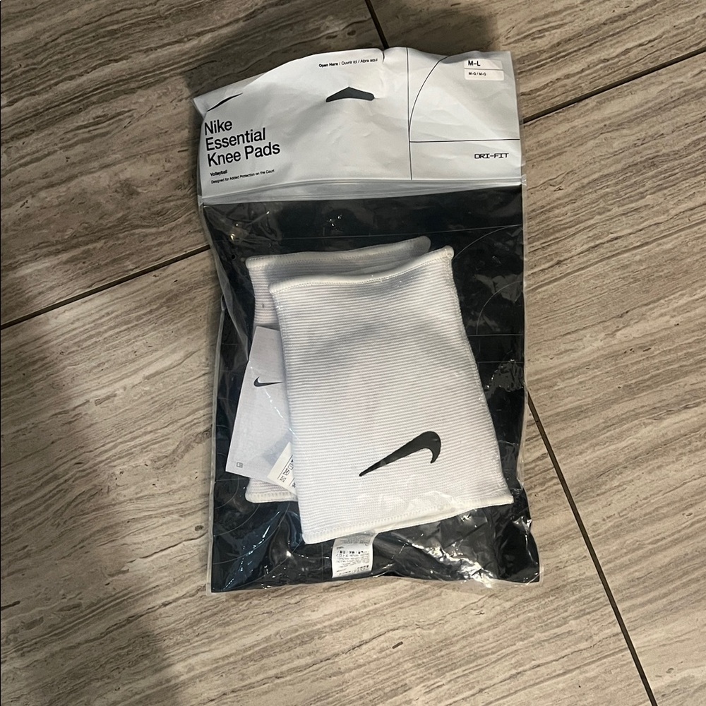 Nike White Knee Pads with Black Logo